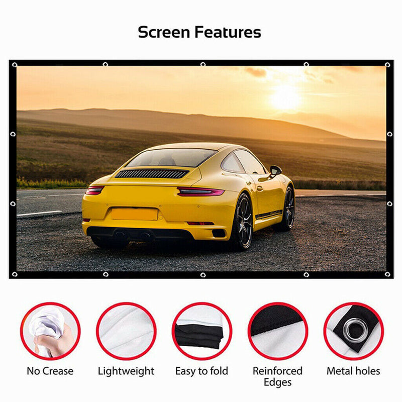 16:9 Projection Screen Home Cinema Video Projector Screens Outdoor 100inch