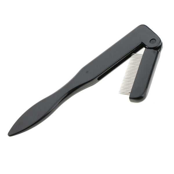 Professional Portable Folding Eyelash Eyebrow Comb Stainless Steel Teeth Makeup