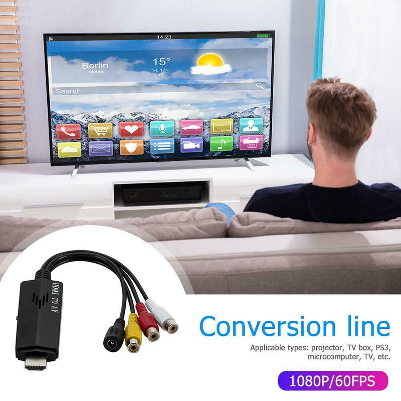 1080P HDMI to AV Convert Cable Male to 3RCA Composite Female Adapter Cord