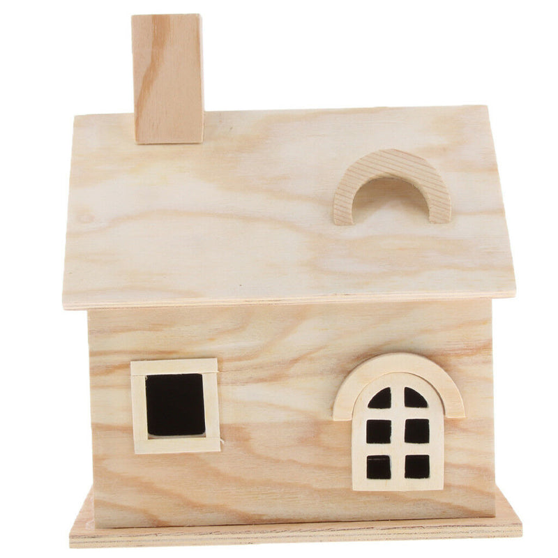 Wooden Bird House Perches Log Cabin for Indoor Cage Hanging Decoration