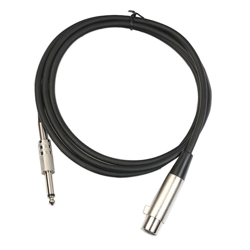 1.8m XLR 3 Pin Female to 1/4" 6.35mm TS Mono Microphone Cable Shielded Wire