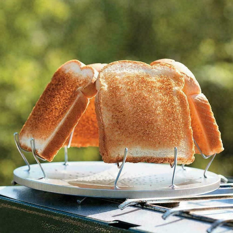 1*Stainless Steel Toaster 4 Slices Camping Barbecue Grill Equipment H0B2