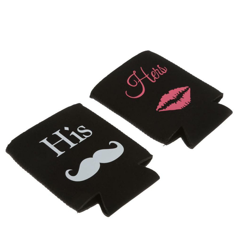 1 Set Wedding Engagement Beer Bottle Tin Can Cooler His & Her Cup Sleeve Holder