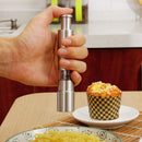Kitchen Manual Salt Pepper Mill Thumb Push Stainless Steel Spice Grain Port