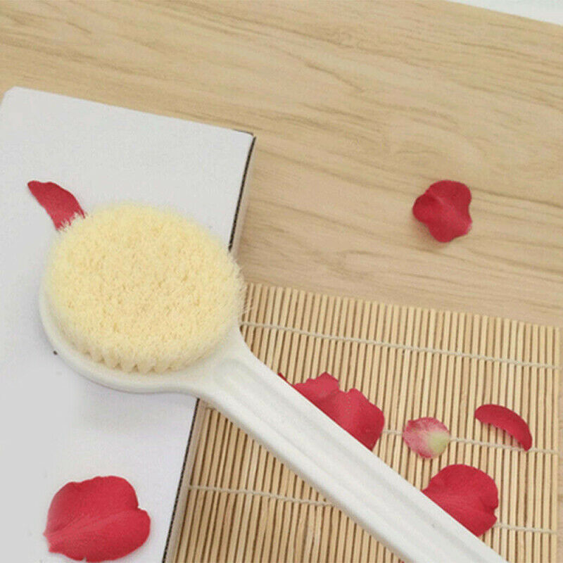 White PP Bath Body Brush Long Handle Reach Back Body Shower Spa Scrubber Durable