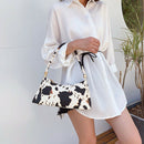 Women Cow Milk Handbag Female PU Leather Small Underarm Shoulder Tote Bags