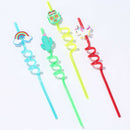 4pcs Drinking Straws Cartoon Owl Rainbow PVC Straws Hawaii Party Table Decor