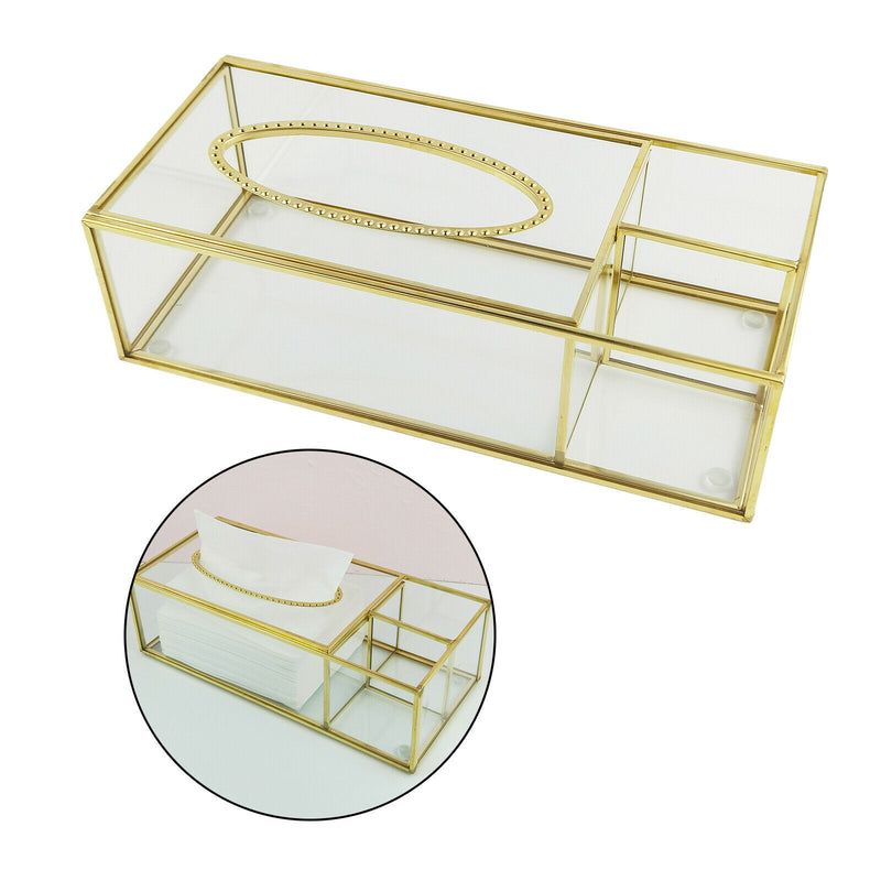 Rectangular Clear Glass Paper Tissue Box Decorative Glass Napkin Storage Box