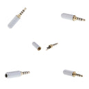 5x 3.5mm 4 Pole TRRS Male Plug headphone Jack Cable Connector White