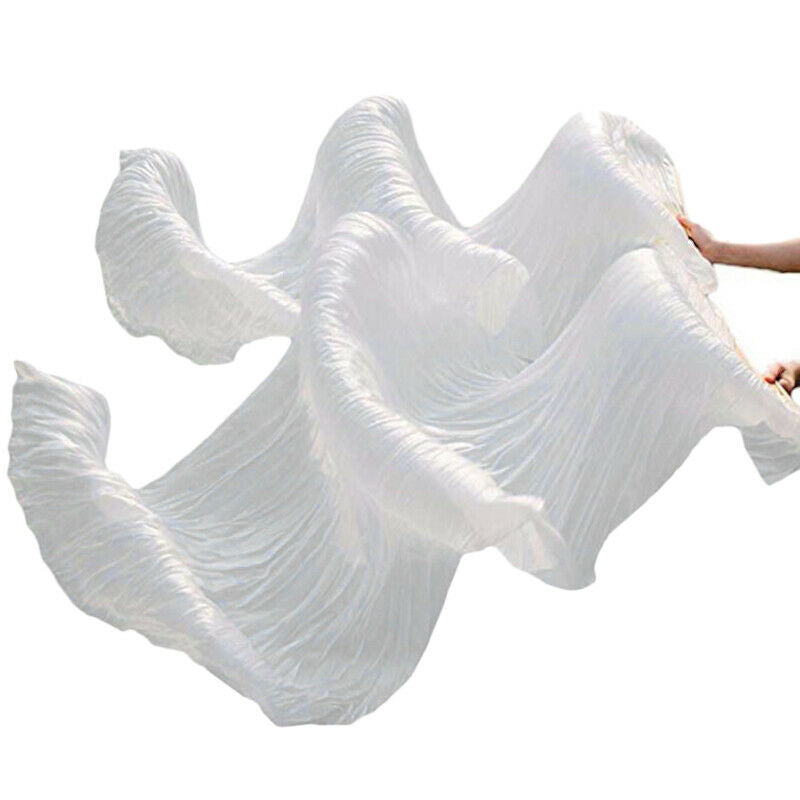 100% Silk Unisex Chinese Silk Veil Dance Fans 1Pcs Belly Dance Fans White C T2F6