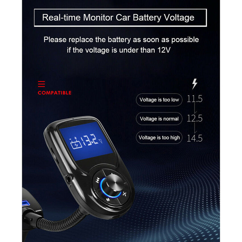 Car Bluetooth Kit Wireless Radio Adapter MP3 Player USB Charger Speakerphone
