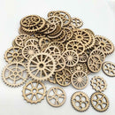 100 Pieces Unfinished Wood Gear Pieces Embellishments for Wood Craft DIY Project