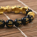 Black Obsidian Feng Shui Pi Xiu Bracelet Beads Attract Good Luck Wealth Bangle