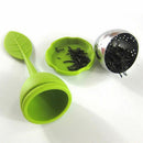 Stainless tea infuser with lid Silicone strainer Green leaf-4 piece W1J5