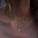 Bohemian Jewelry Moon Star Multi Layer Beaded Pendant Necklace Female Fashi X5R9