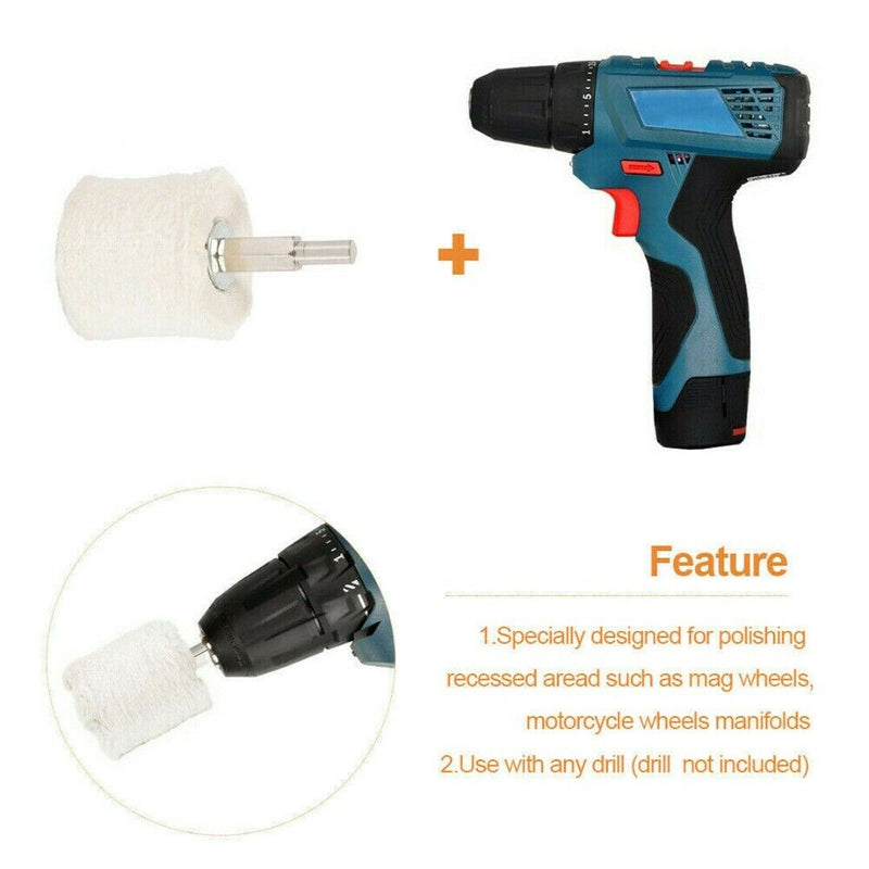 9PCS Polishing Buffing Pad Mop Cloth Wheel Compound Set Drill Kit for Aluminum#