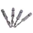 4pcs 1/4" Hex Shank HSS Metric Hand Screw Thread Tap Taper & Drill Bits Tool
