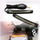 2pcs Motorcycle 17LED Flexible Strip Light Turn Signal Indicator White+Amb SHN