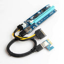 USB 3.0 PCI-E Express 1x To 16x GPU Extender Riser Card Adapter Power Cable nic