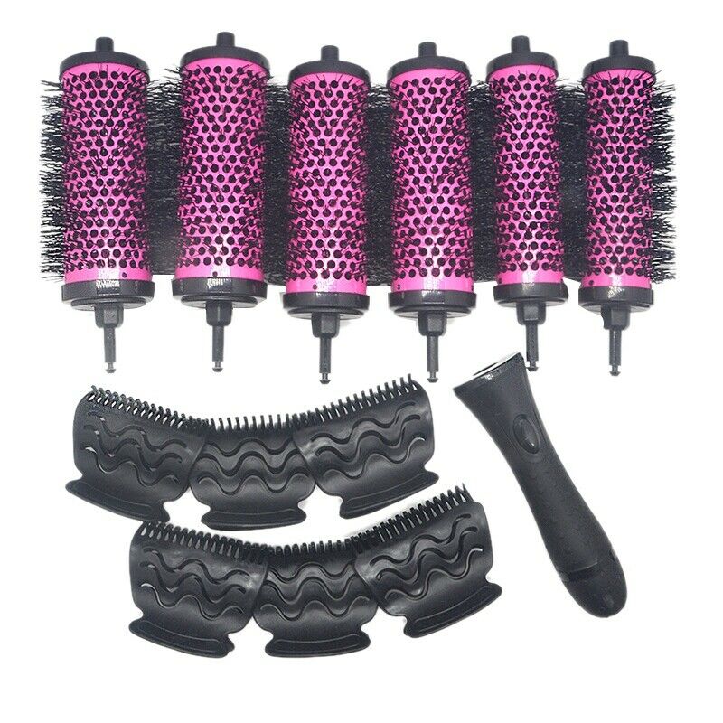 6pcs/set 3 Sizes Detachable Handle Hair Roller Brush with Positioning Clips M6S1