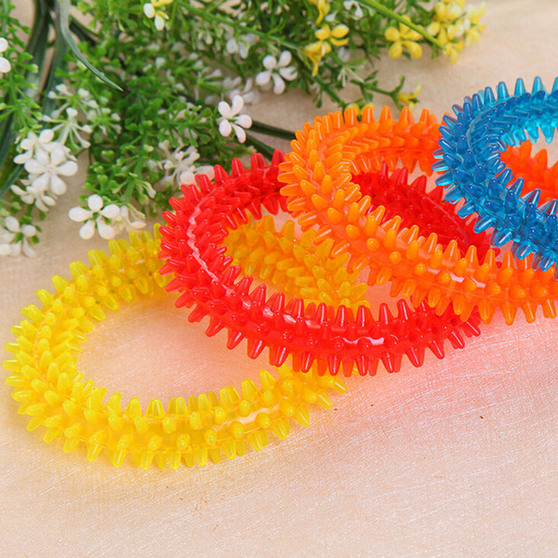 Non-toxic Rubber Pet Dog Puppy Dental Teeth Healthy Chew Biting Ring Play TEUS
