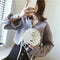 Creative Round Shoulder Bag Leather Small Women Crossbody Handbag (White) A