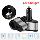 12V 24V Dual 2 USB Car Charger w/ Cigarette Lighter Socket Power Outlet Adapter