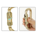 45KN Carabiner Clip Hook Steel D-Ring Screw Lock Rock Climbing Golden
