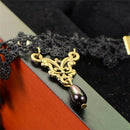 Gothic Anklet Chain Black Lace Woven Flowers Water Drop Pendant Anklet Jewelry3C