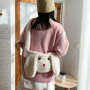Cute Rabbit Shaped Shoulder Crossbody Bag Women Fleece Street Money Purses