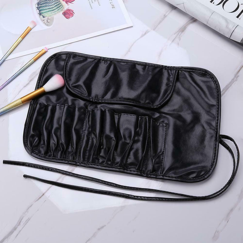 Portable Leather Travel Makeup Brush Bag Make Up Tool Holder Organizer (L) A