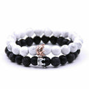 2x King Queen Crown 8mm Beads Bracelets His And Her Friendship Couple Bracelet