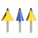 3Pcs Chamfer & Bevel Edging Router Bit Top Beading Cutter - 1/4" Shank