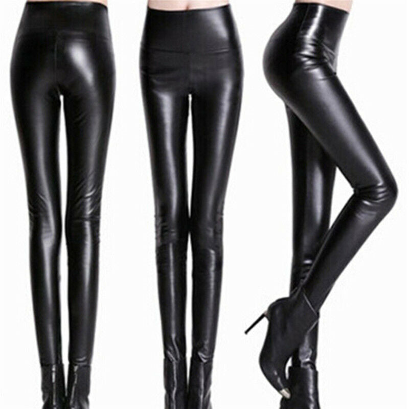Thickened Leggings Skinny Pants Women Leather Warm Pants High Waisted Trouserâ„–[