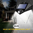 36LED Solar Motion Sensor Wall Light 3 Modes Waterproof Yard Security Lamp