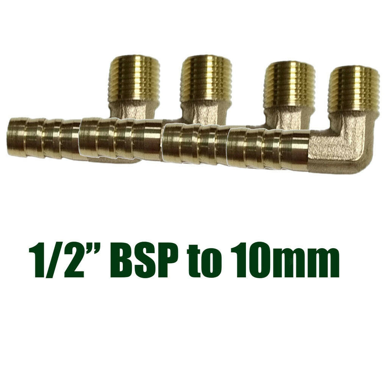 4Pcs 1/2 BSP To 10mm Brass 90 Male Elbow Barbed Hose Tail Pipe Gas Fittings