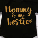 Newborn Baby Girls Clothes Floral "Mommy is My bestie" Bodysuit Romper +hea X1Z4