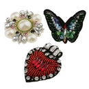 3Pcs Sequins Flower Butterfly Heart Patches Embroidery Applique For Clothes