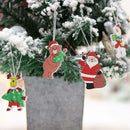 12pcs Christmas Wooden Santa Claus Snowman Elk Xmas Tree Hanging Ornaments