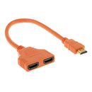 1080P HD HDMI Port Male to 2 Female 1 In 2 Out Splitter Cable Adapter Orange