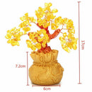 Feng Shui Wealth Lucky Citrine Crystal Gem Money Coins Tree in Money Bag De A7E6
