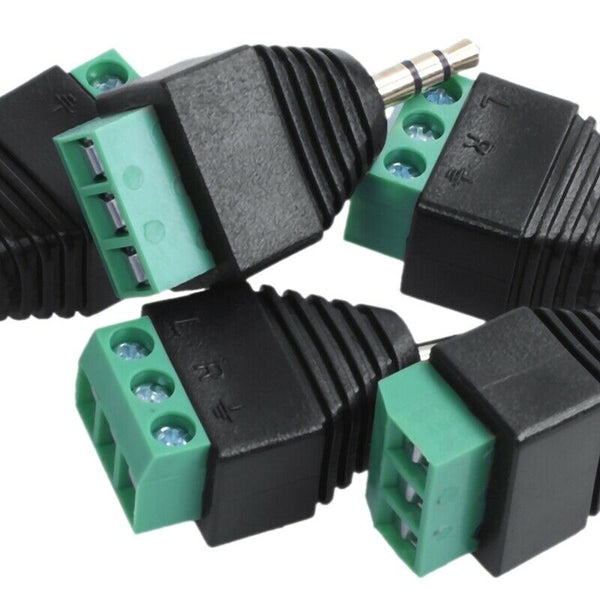 5pcs 3.5mm (1/8inches) Stereo Audio Male to AV 3-Screw Terminal Female Conn B8H1