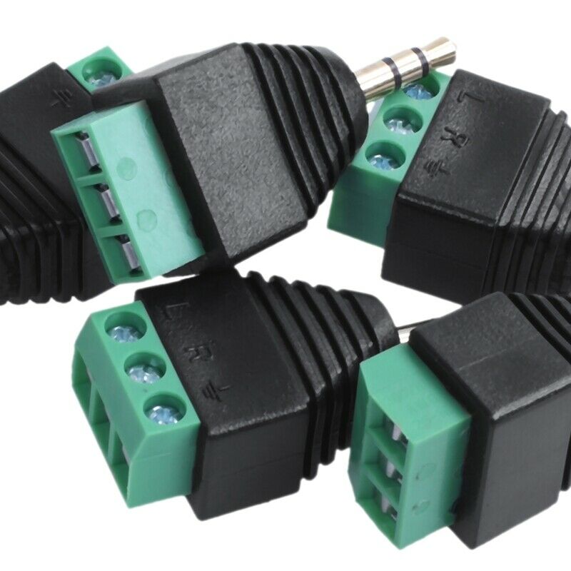 5pcs 3.5mm (1/8inches) Stereo Audio Male to AV 3-Screw Terminal Female Conn B8H1