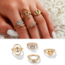 4pcs Crystal Rhinestone Women Geometric Finger Ring Jewelry Wedding Gifts A