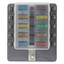 Plastic Cover Fuse Box Holder LED Indicator 10 Ways Blade for Auto Car Boat