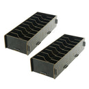 2 Pcs Wooden Desktop Business Card Storage Box Case 9 Compartments Black