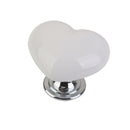 Heart Shaped Ceramic Door Drawer Bin Handle Pull Knob Hardware White 50mm L