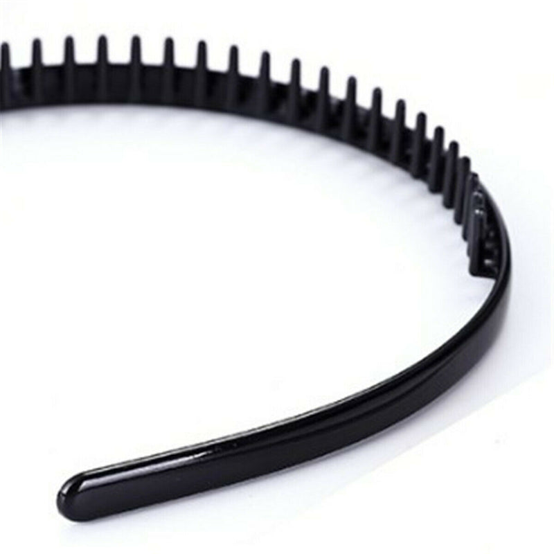 1pc Unisex Plastic Headband with Non-Slip Teeth Comb Black DIY Hair Styling Hoop
