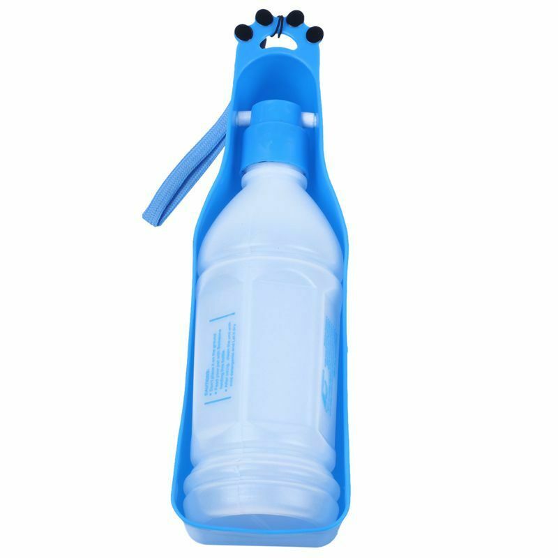 350ml Pet Dog Cat Plastic Water Dispenser Food Dish Feeder Blue+White
