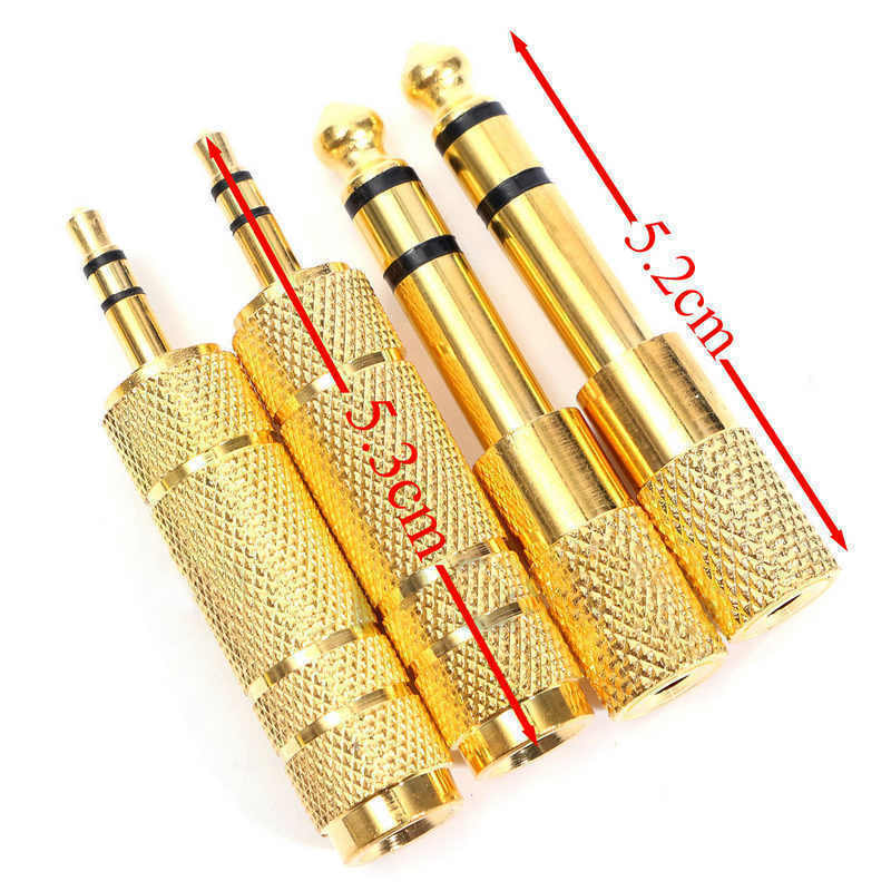 2x 6.35mm 1/4 inch Male plug to 3.5mm 1/8 inch Female Jack Stereo Headphone J6V9
